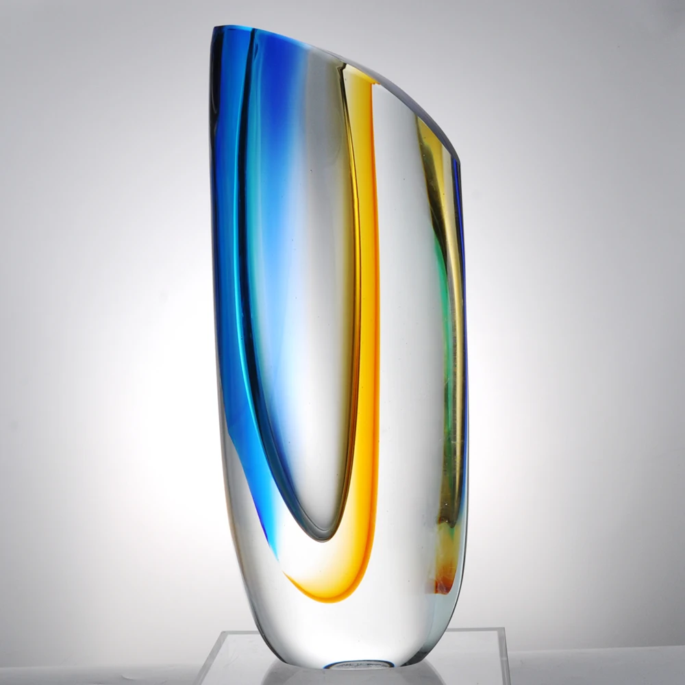Высококачественная цветная ваза ручной работы из муранского стекла в скандинавском стиле для домашнего декора