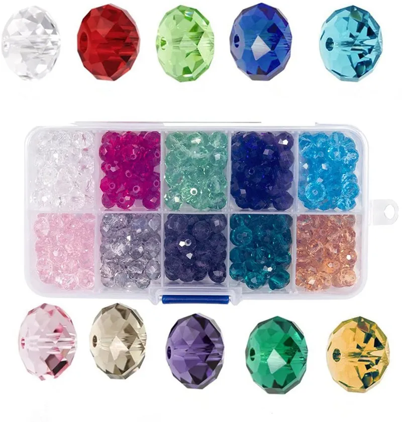 Amazon Hot Sale 6 8 10mm Briolette Rondelle Shape Crystal Glass Beads Finding Spacer Beads Faceted #5040,TOYS0424