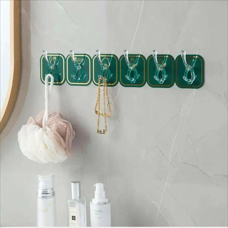 Kitchen Utensils Organizer Hanger Wall Mounted Hanging Hook Acrylic Self-Adhesive Hook Punch-free Storage Hook