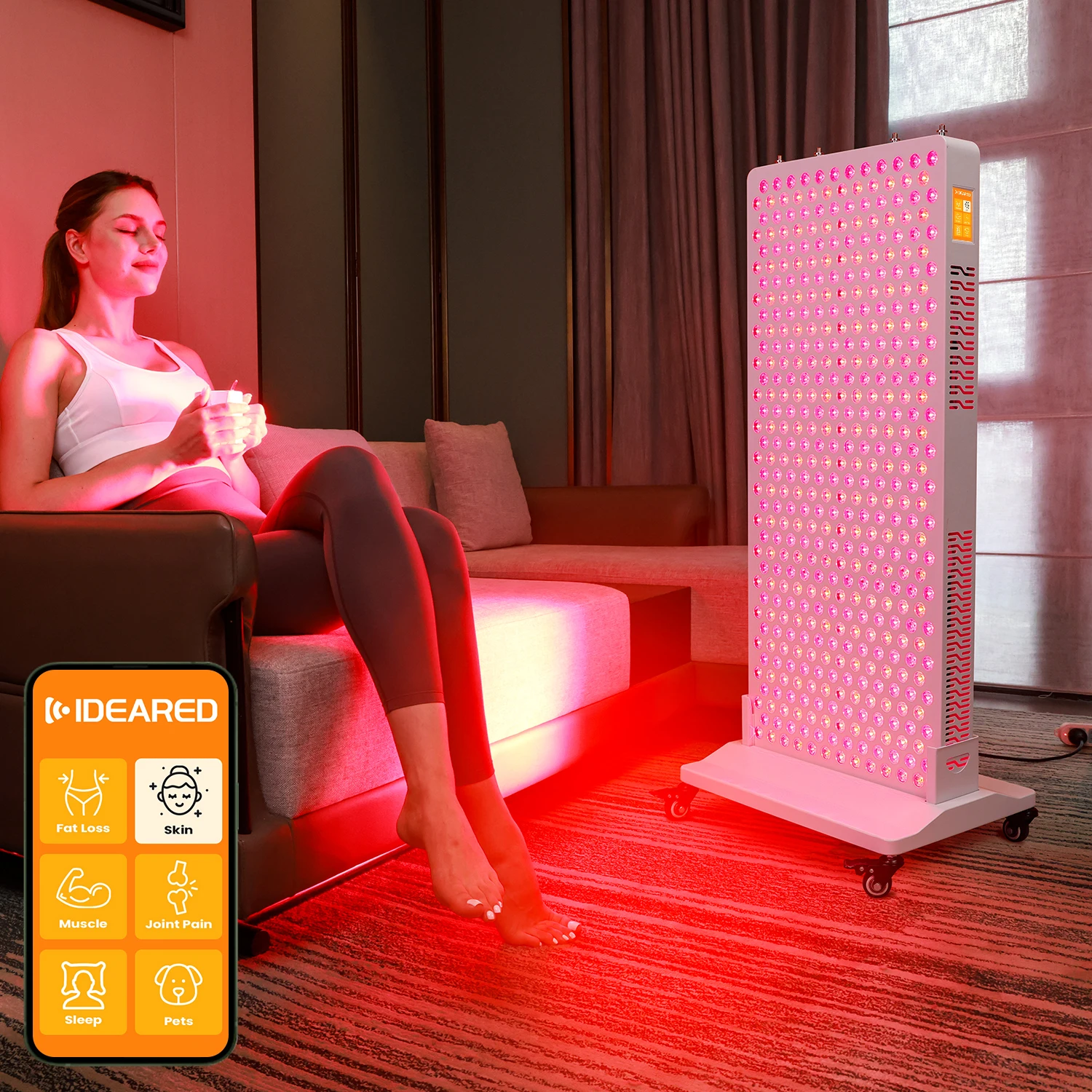 Standing & Desktop Infrared Light Therapy Machine with 8 Wavelength Dual Chips Home Use Spa Room Red Light for Face Pain Relief