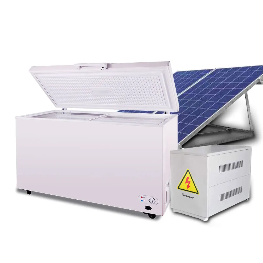 Factory 12V 24V DC 300L Solar Powered Deep Freezers with Solar Panel Home Commercial Chest Solar Freezer (1600412085801)