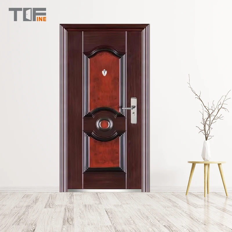 Factory Customized Burlywood Spray Color Interior Steel Single Door Swing Design For Home