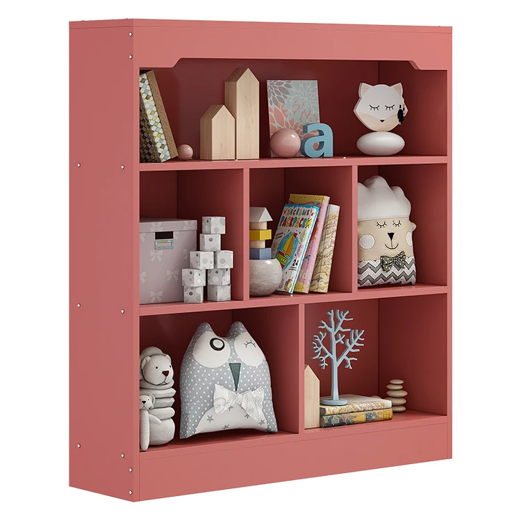 high quality creative pink  natural wooden toy storage dollhouse children bookshelf for girls