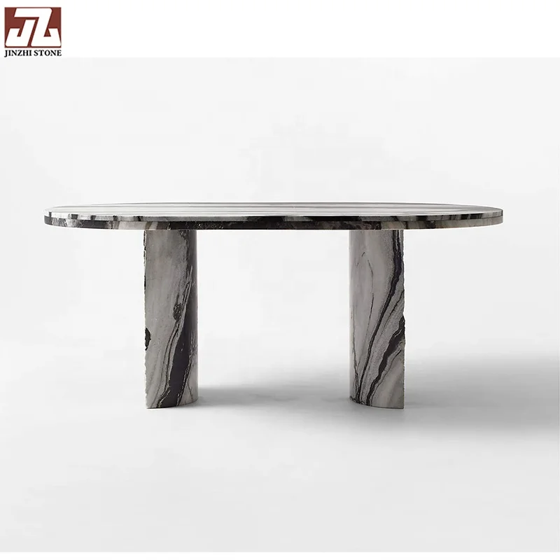 Modern Classic White Panda round Marble Coffee Table Base Calcite Stone Dining Kitchen Tea Tables Living Room Furniture Series