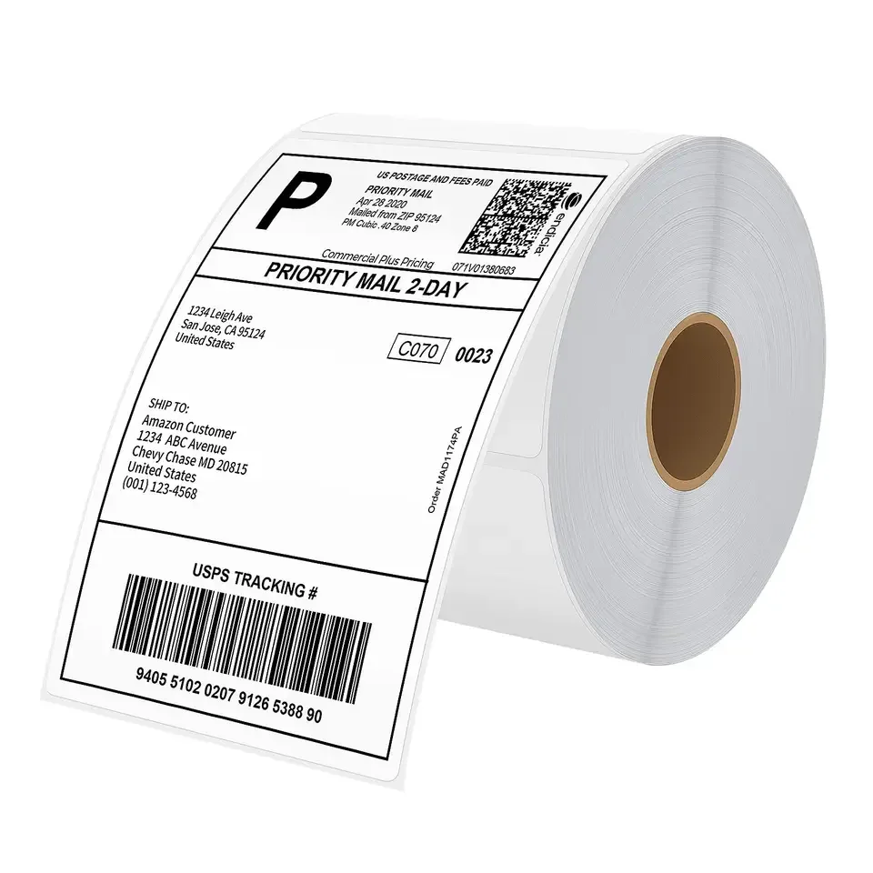 Premium quality shipping paper good price 4'x 6' 500 lables/roll blank stickers direct thermal label