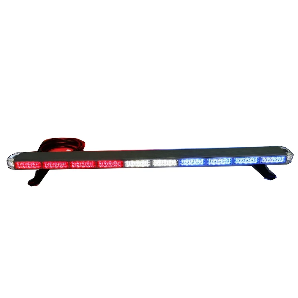 Dual color amber change to blue LED warning mini light bar ambulance strobe bar Silver or Black Aluminum 48inch