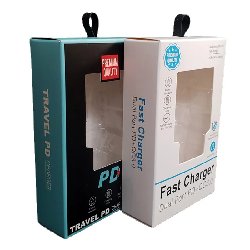 Charging Head Plug Adapter Packaging Paper Color Box With PVC Tray For Electronic Product In Stock And Accept Custom