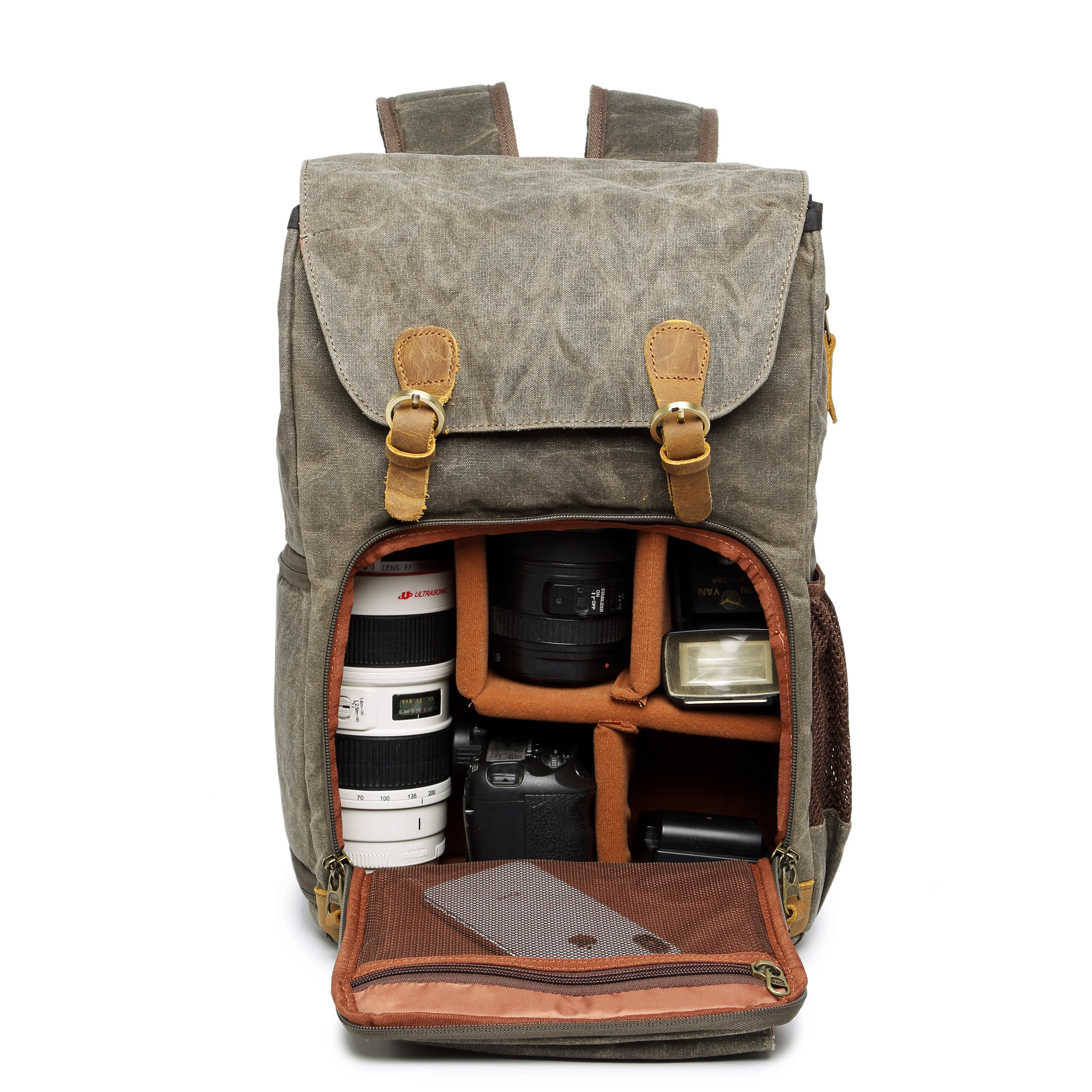 
Trendy vintage waterproof canvas leather women 45l DSLR camera and laptop back bag camera bag for camera 