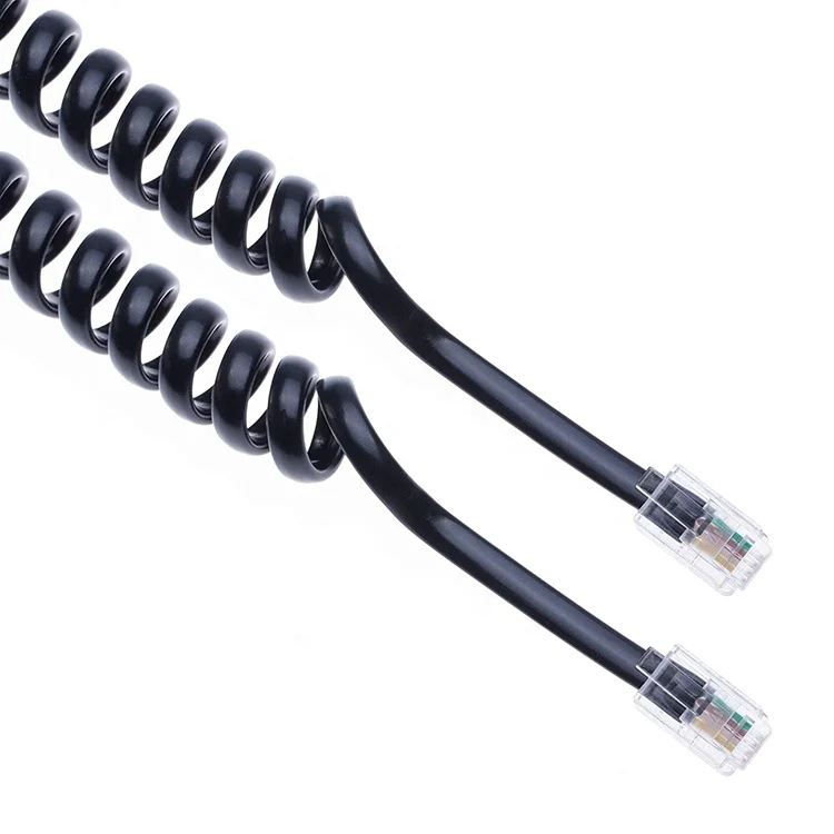  OEM спиральный пружинный RJ9 4P4C RJ11 черный белый плоский Cat3 ADSL телефонный