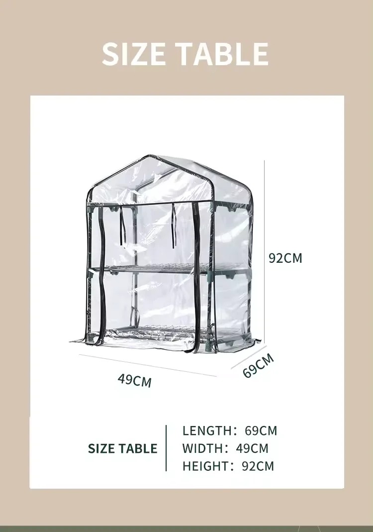 Custom Wholesale Indoor Outdoor portable 2-Tier Transparent PVC Greenhouse Waterproof Grow Tent for Plants