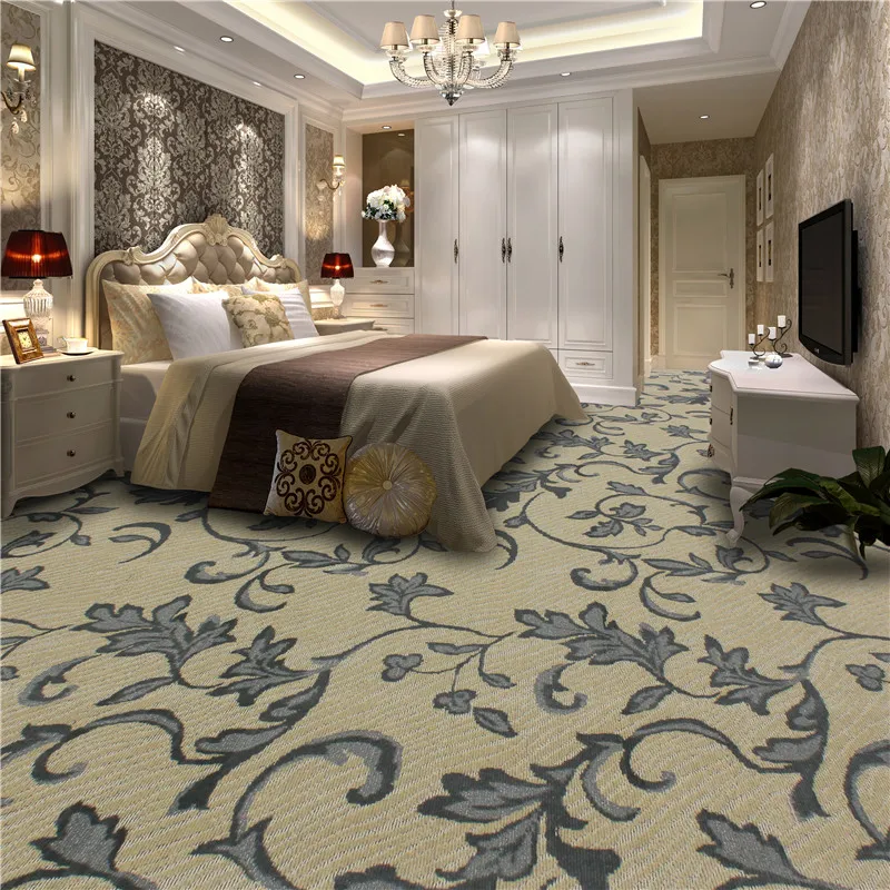 Chinese Manufacturer High Quality Polypropylene Bedroom Wall to Wall Printed Hotel Carpet Tiles