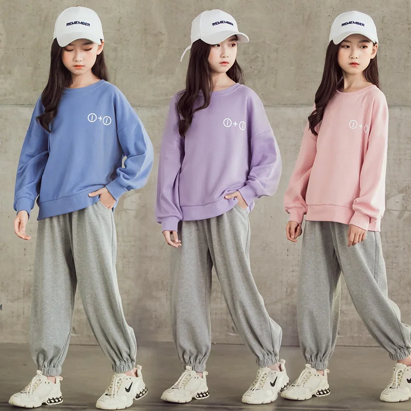 Girls Sports Suits Clothing Sets For 5 6 8 10 12 14 Year Girl Tracksuits Costume Cotton Spring &Autumn Sportswear Outfits