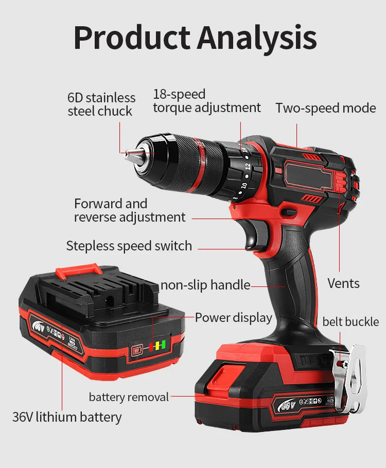 20V Cordless Power Drill Tools Electric Set Lithium Machine Rechargeable Power Drills  Impact Tools