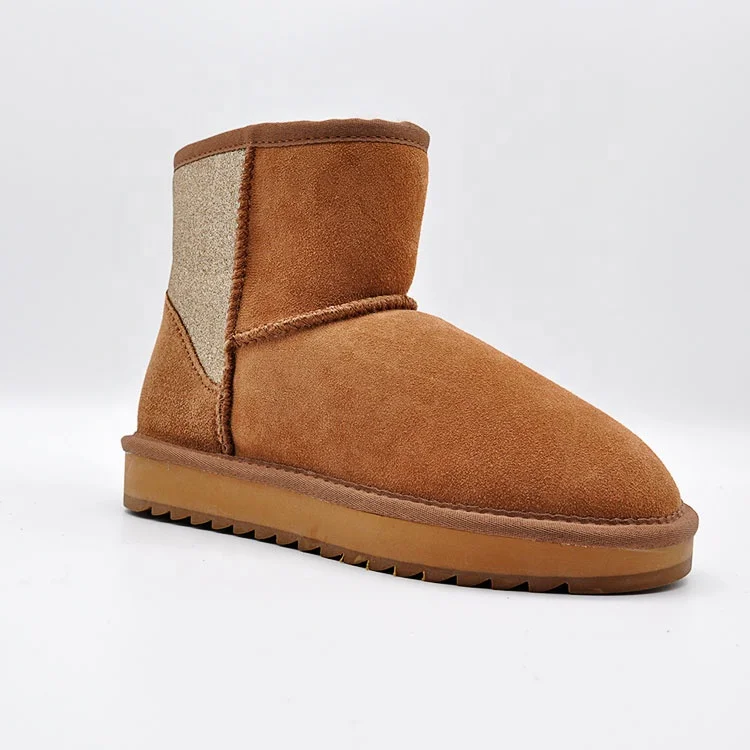 Waterproof Flat Ankle Snow Boots Women Winter Shoes Plush Fur Snowboots  Warm Fur Plush Insole Suede Ankle Snow Boots Female