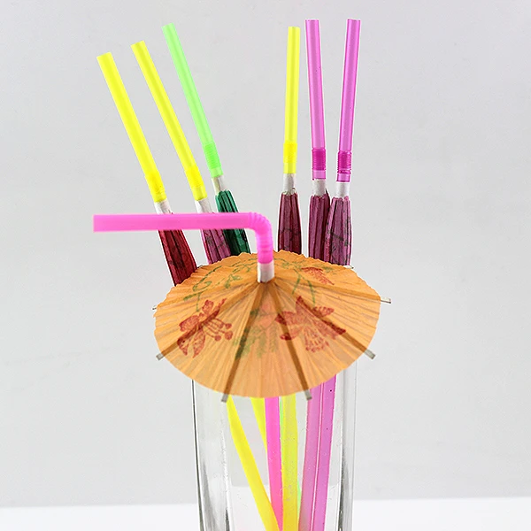 New Disposable Colorful Art Styling Straw for Fruit Juice Beverage Creative Cocktail Umbrella Decorative Straw