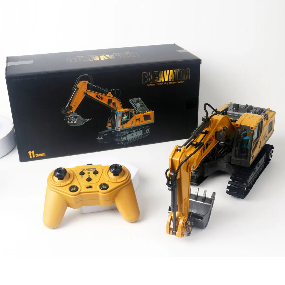 Kids rc car toy 2.4ghz remote control excavator toy shovel metal rc 11 channels remote control tow truck toy