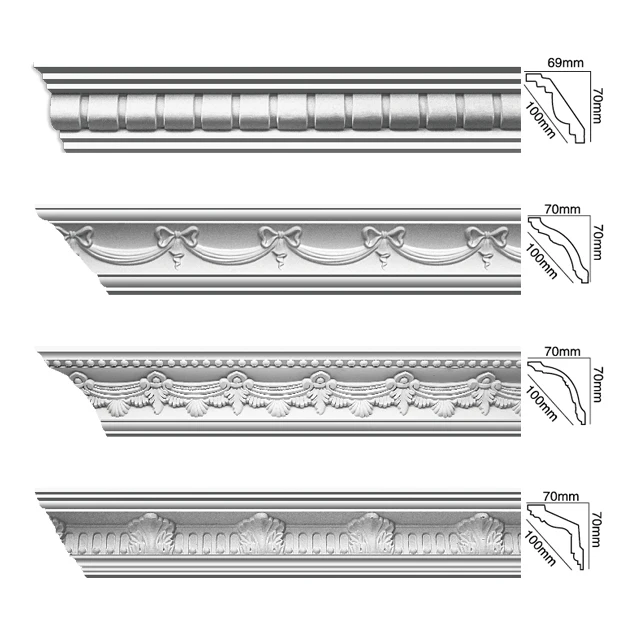 Easy Install PU Cornice Moulding Decorative Foam PU Crown Cornice Mold