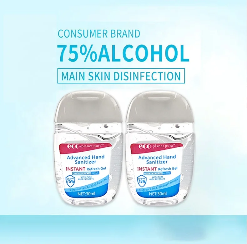 
30ml Portable 75% Alcohol Waterless Instant Keychain Hand Sanitizer Gel 