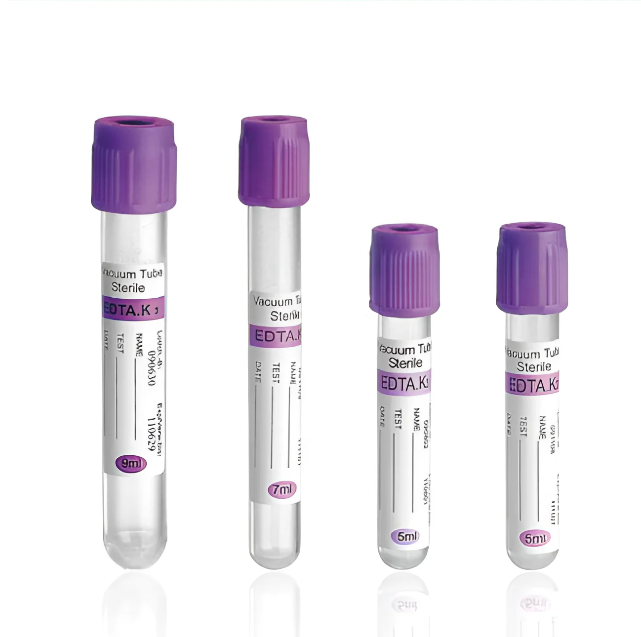 Glass tube Medical Disposable Blood Collection K3 EDTA Tube Vacuum Blood Collection Purple Tube