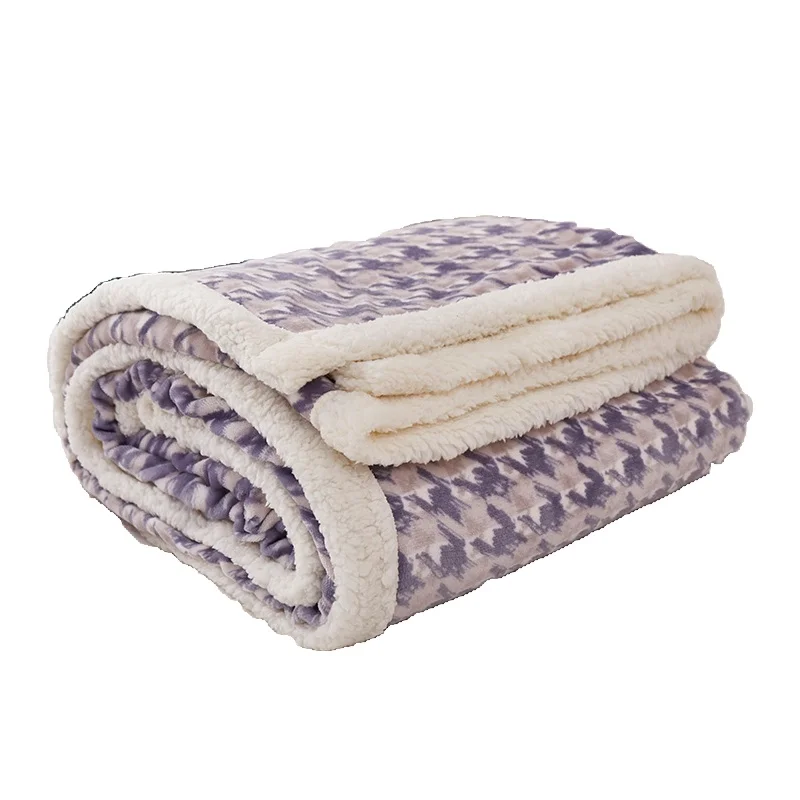 Anti-Static Printing Blankets  Double Layer Soft Warm Polyester Flannel Fleece Sherpa Machine Washable Throw Blankets for Sofa