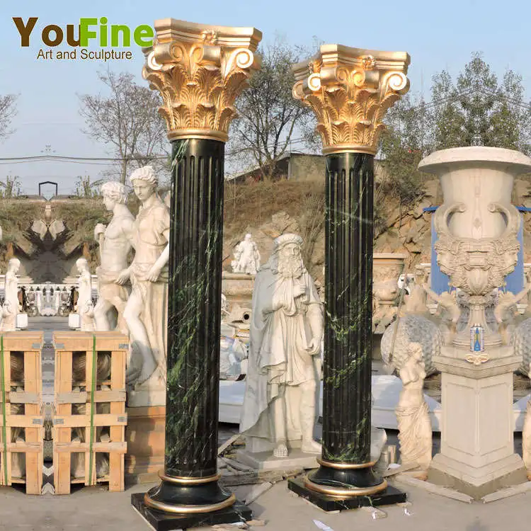 Affordable Hand Carved Black Marble Roman Corinthian Column
