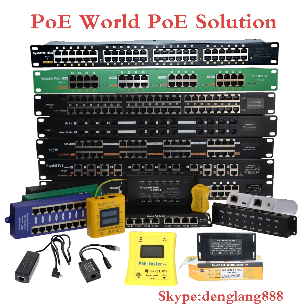 GPOE-12-48V120W стойку Gigabit PoE инжектор панель 12 Порт 48V 120W адаптер питания по сети Ethernet для 802.3af камера
