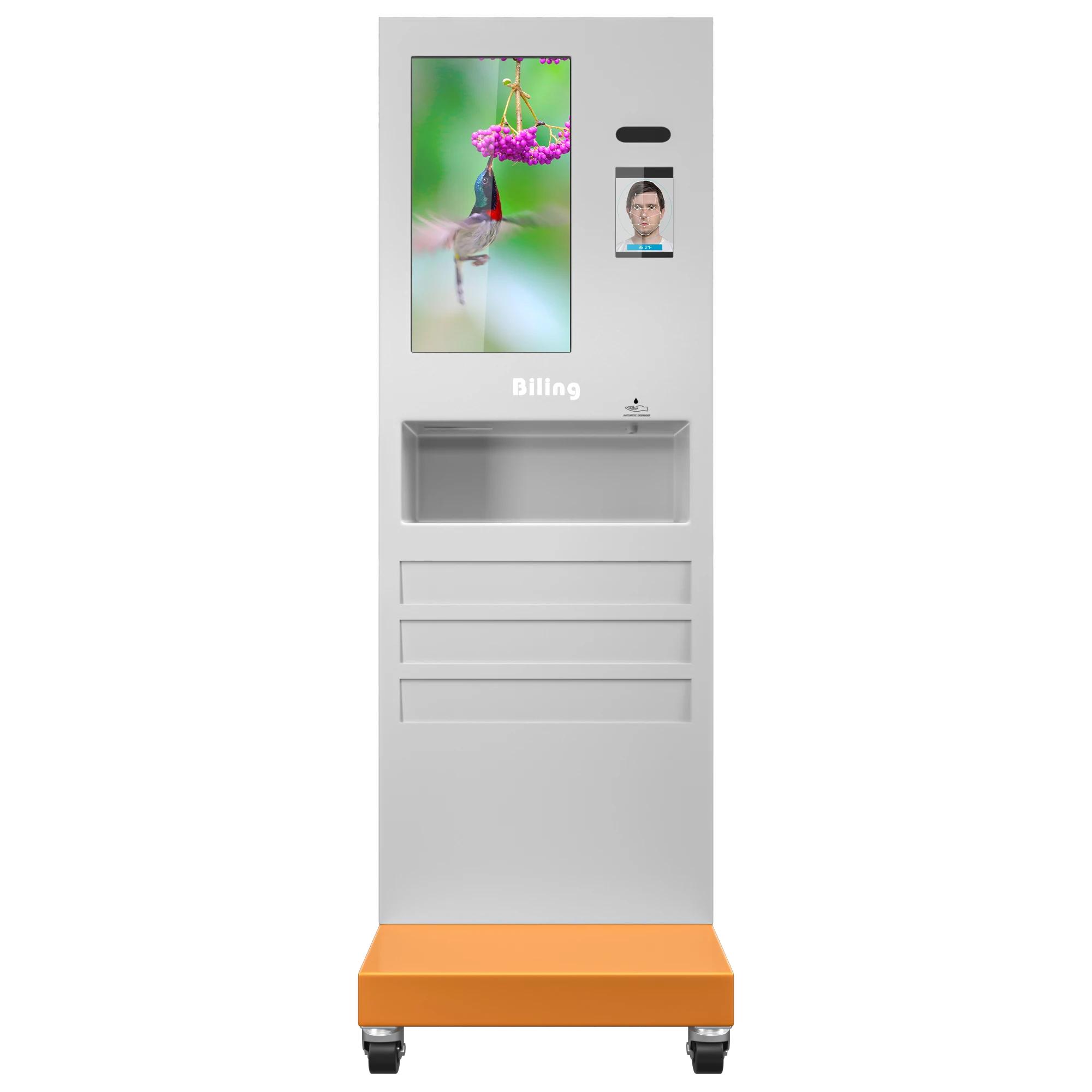 32 Inch Stand LCD Advertising Player Digital Signage Kiosk and Indoor Touch Screen Hand Sanitizer Dispenser Temperature Kiosk