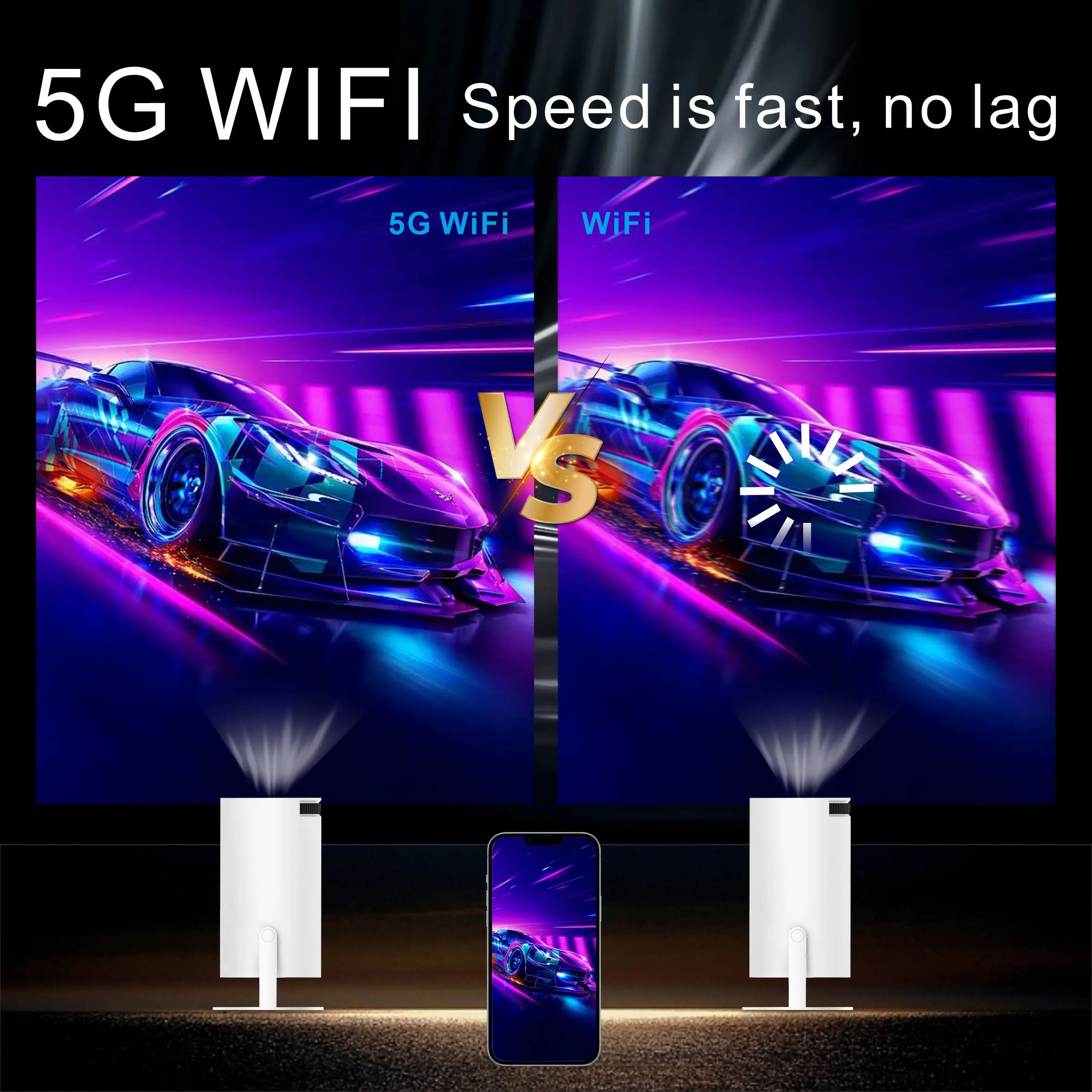 2023 Latest HD 4K Wireless Projector 1080 DLP Smart Same Mirroring Screen Latest Android Mini LED Wifi Projectors Business Light