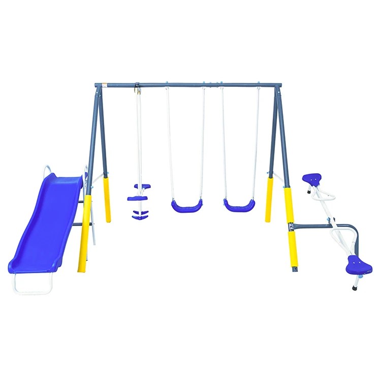 Popular Gift Patio Children Ladder Slide Swing Stair Set With Seesaw Seat Outdoor Swing Set