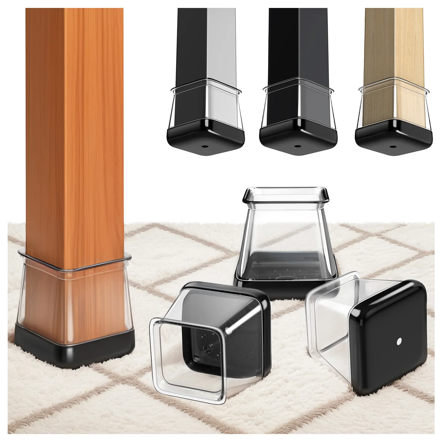 Chair Leg Sliders for Carpet, Round Chair Glides, PE Furniture Leg Protectors Caps, Carpet Protectors Table Feet Covers Cups