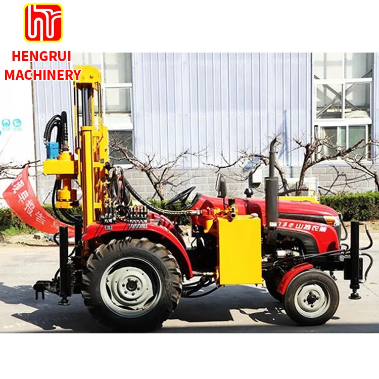 tractor water well drilling rig use air compressor rock drilling