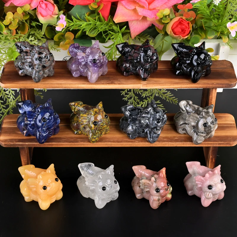 Wholesale natural stone mini crystal carvings Mixed Crystal dragon