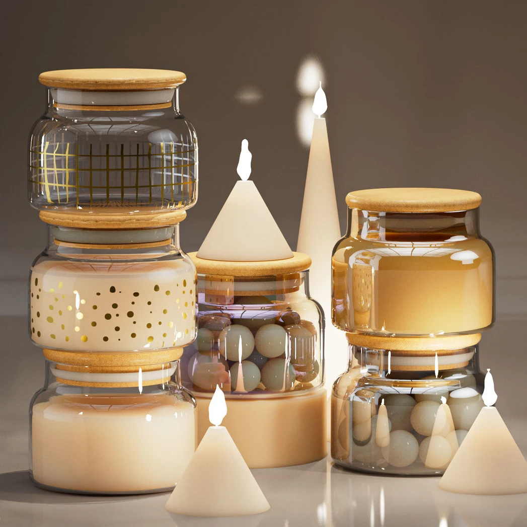 Glass Jars Clear Home Kitchen Organizers Luxury Bottles Set Candy Mason Spice Jars Glass Storage Food Containers With Bamboo Lid