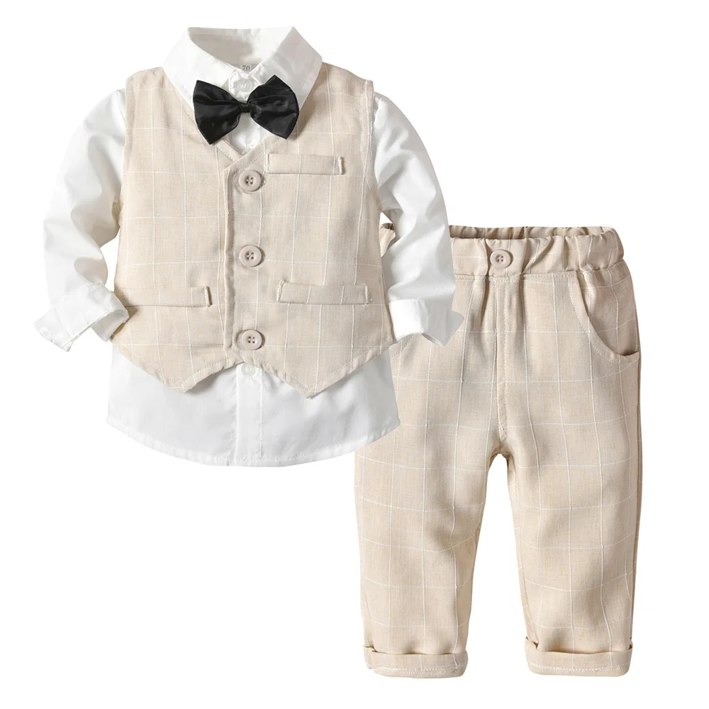 High quality baby boy three pieces suit formal blouse boys clothing sets
