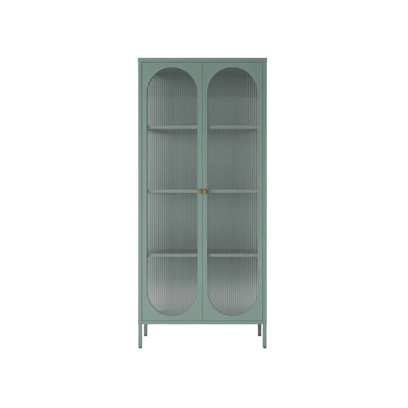 Промышленная и винтажная железная металлическая 4 Раздвижная стеклянная дверь шкаф для гостиной с полками