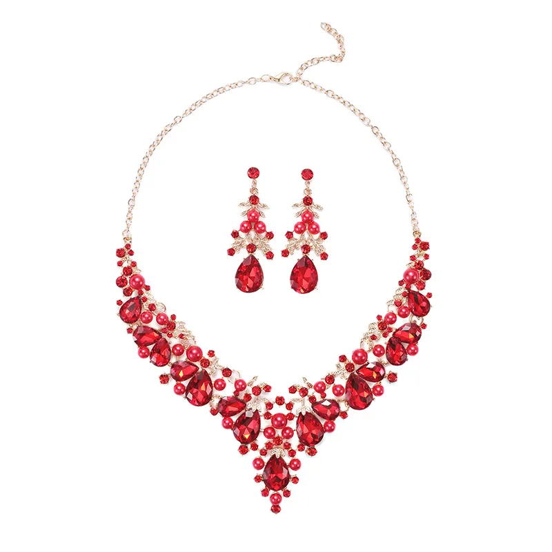 C&J Gold Bridal Jewelry Sets Crystal Star Necklace Earrings Fashion Set