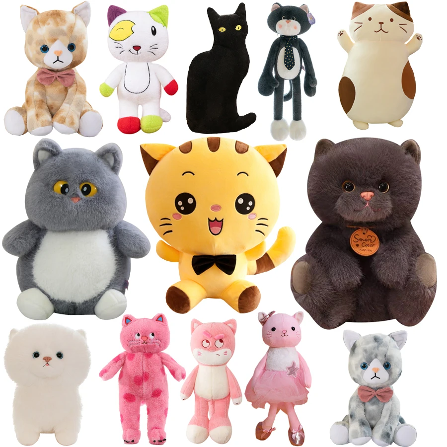 Animal Cat Plush Toys for Children Gifts Wholesale Soft Cotton Stuffed Plushie Doll Peluche Gatos Home Decoration