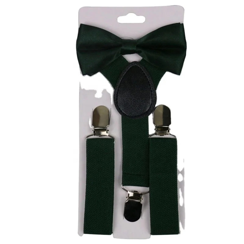 Boys & Girls Children Suspender Clip-on Y-Back Elastic Suspender With Satin  Bow Tie