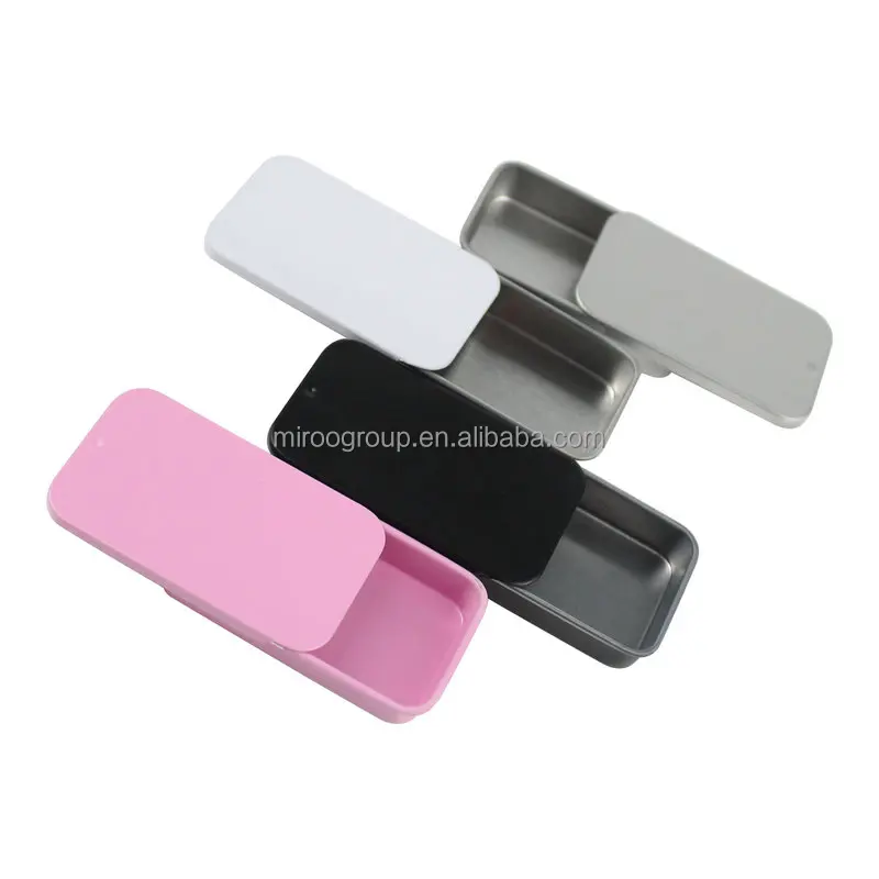 Portable Small Metal Tin Box Container Storage Case with Sliding Top for Drawing Pin Nail Art Bead Earring and Jewelry Craft