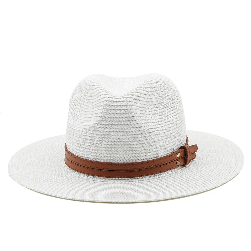 54-58-60CM Womens Summer Panama Straw Hats Wide Brim Straw Beach For Men Fashion UPF UV Fedoras Cap Travel Casual Sunshade Hats