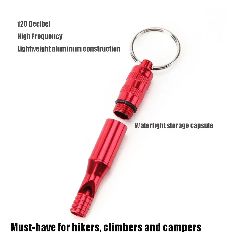 Outdoor Survival Emergency Whistle with Watertight Storage Capsule Waterproof Storage container with Keychain