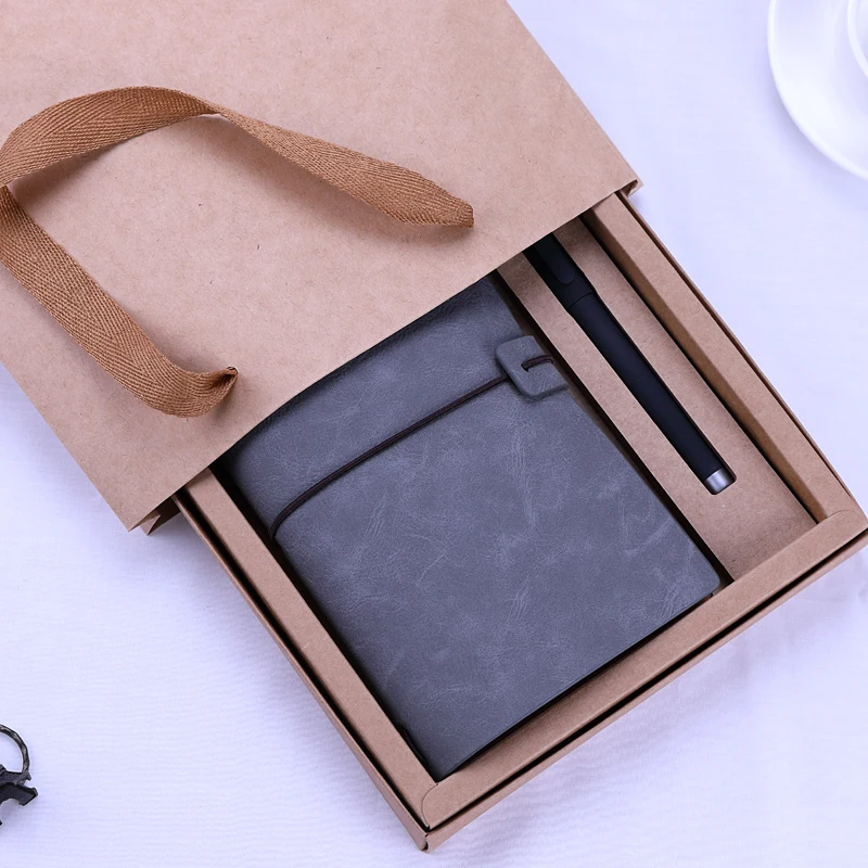 Low MOQ Luxury Journal Hardcover Leather Notebook Diary Planner Gift Set For Office Stationery