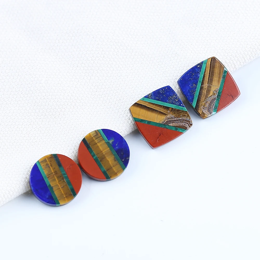 Colorful Intarsia Earrings Beads, Gemstone Earrings, Natural Gemstone Jewelry, Loose Gemstones for Jewelry Making
