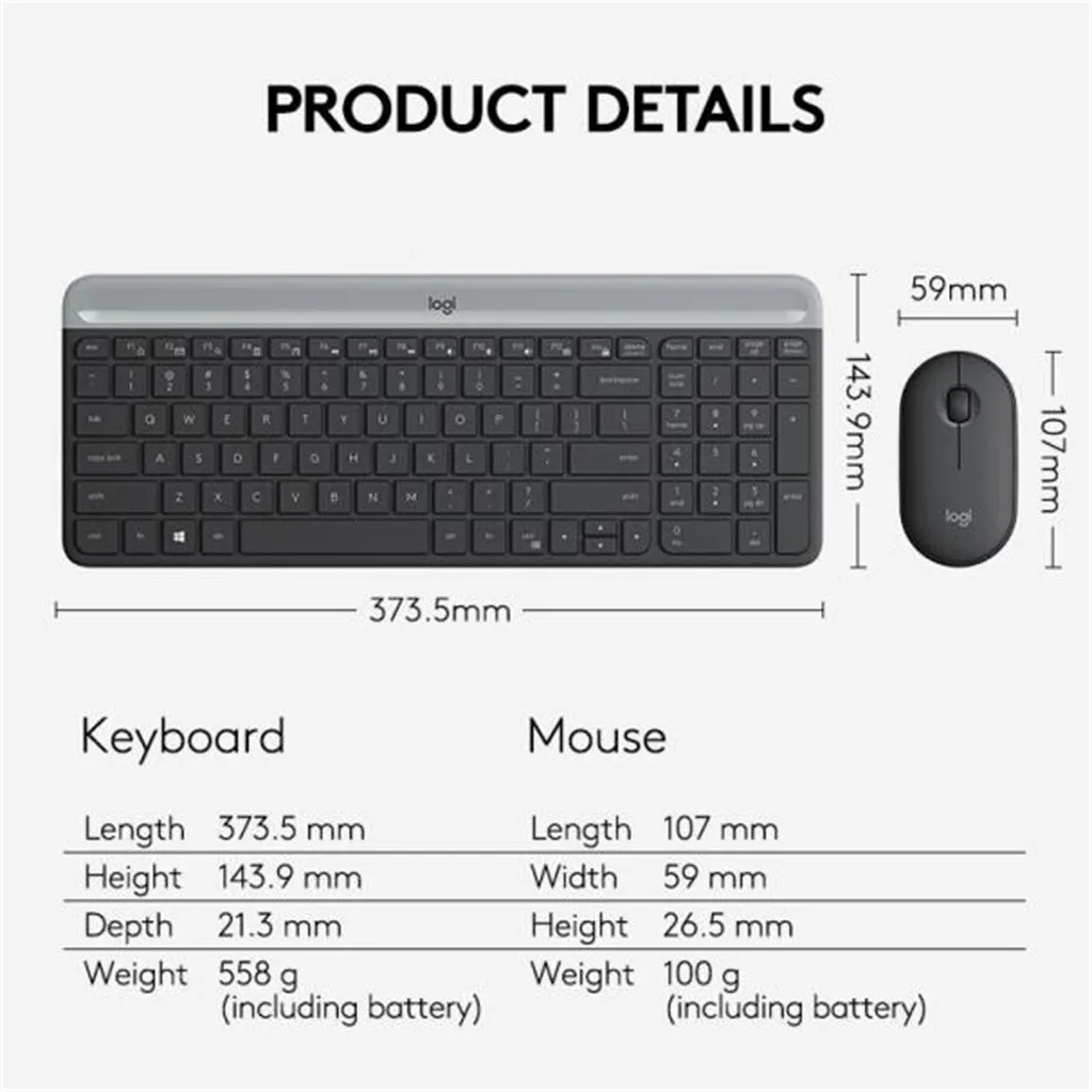 Wholesale Original Logitech MK470 Keyboard And Mouse Set Slim Ultra-Thin Wireless Keyboard Silent 1000DPI Optical Mouse