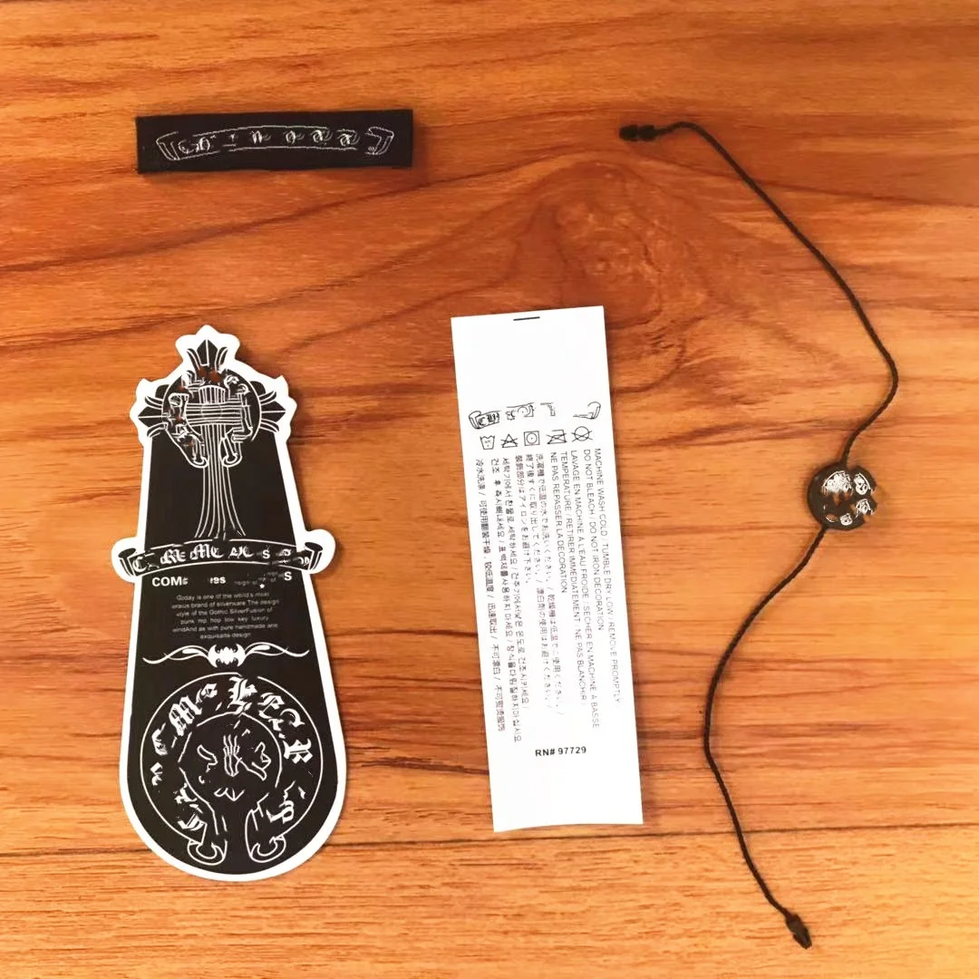 Cheap Custom Design Printing Name Logo Paper Garment Hangtag Labels Clothing Hang Tags with String