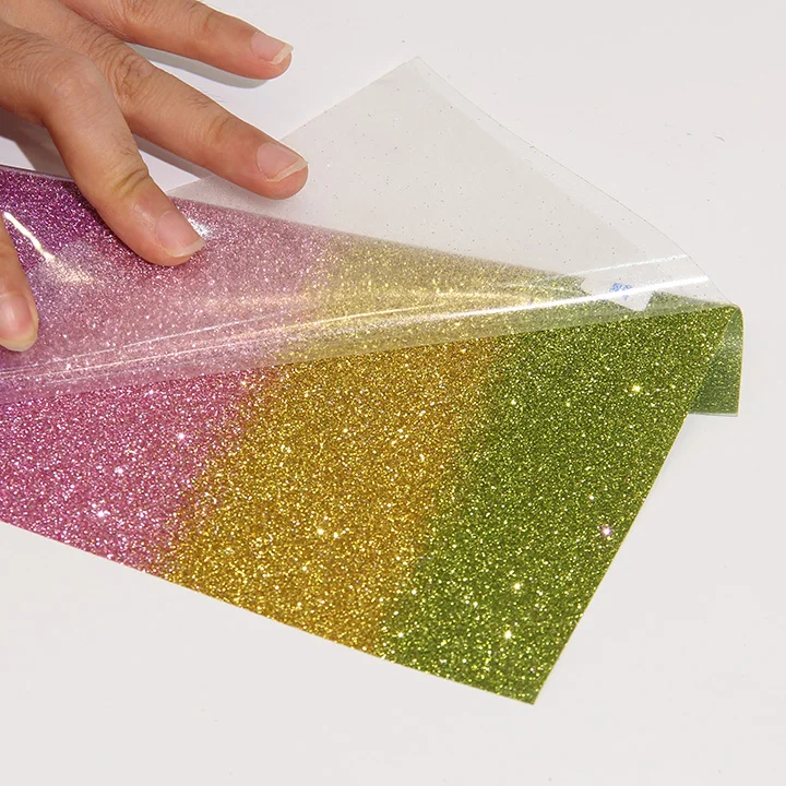 Custom Textile T Shirt Rainbow Glitter Thermal Press Vinyl Rolls HTV Film Heat Transfer Vinyl For Tshirt Clothing Logo