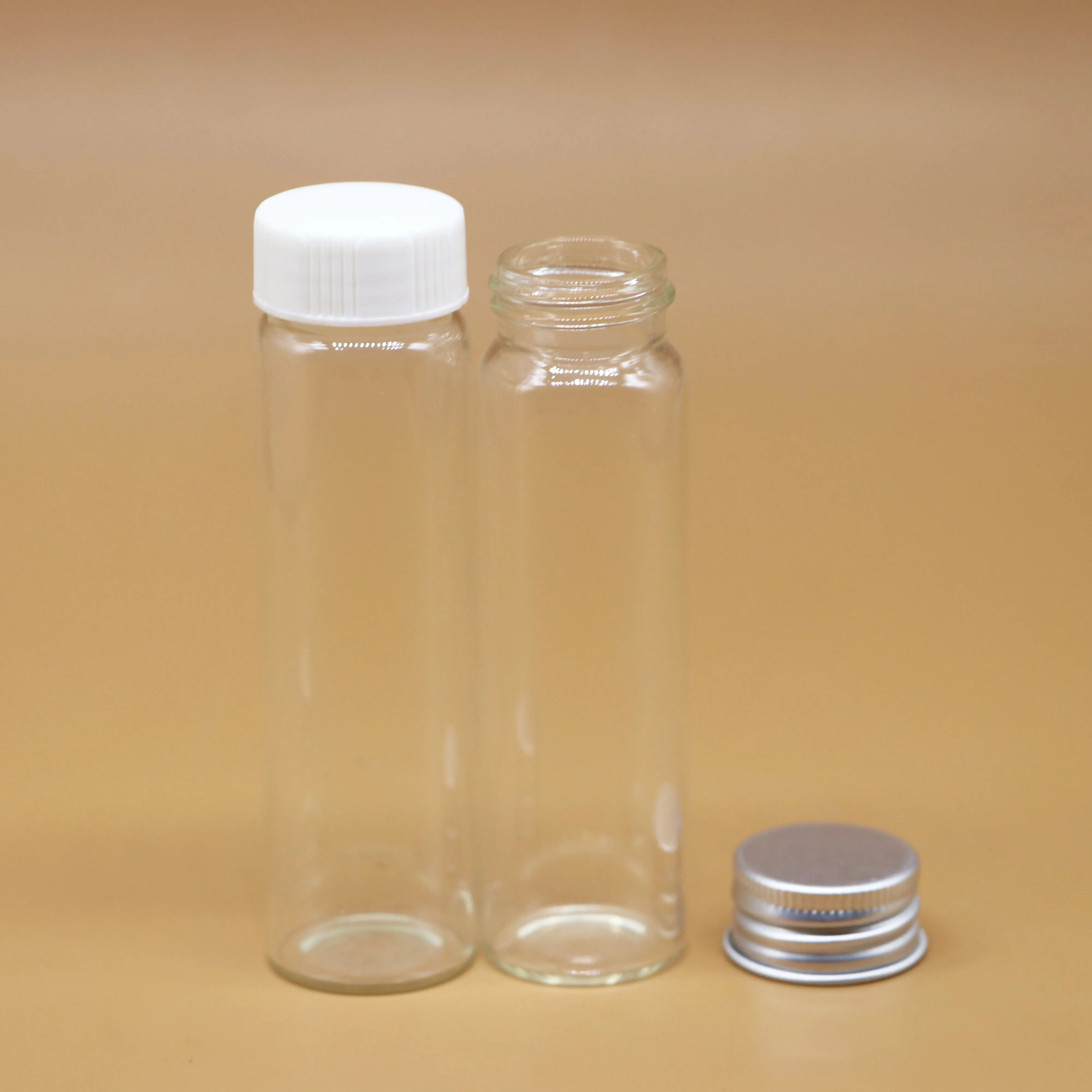 glass storage bottle 20 ml mini travel glass vial with aluminum cap,  mini glass wine bottle
