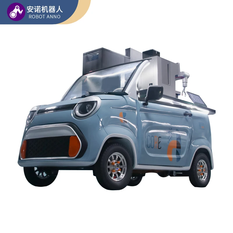 Movable outdoor freshly ground Robot Arm Vending Coffee Car Bar For Coffee 24-hours Automated Commercial