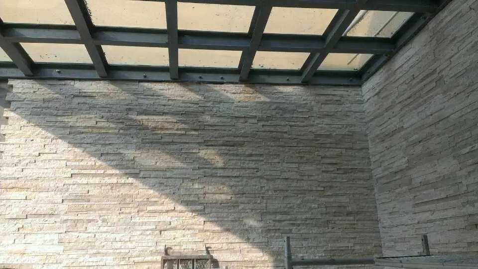 SHIHUI High Quality Split Surface Travertine Culture Stone Tiles Natural Exterior Wall Veneer for Outdoor Wall Cladding