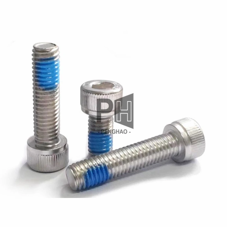 304 Stainless Steel Hex Socket Screws DIN912 M3 M4 M5 M6 M8 with Nylon Patch Blue Nylock DIN933 Fasteners
